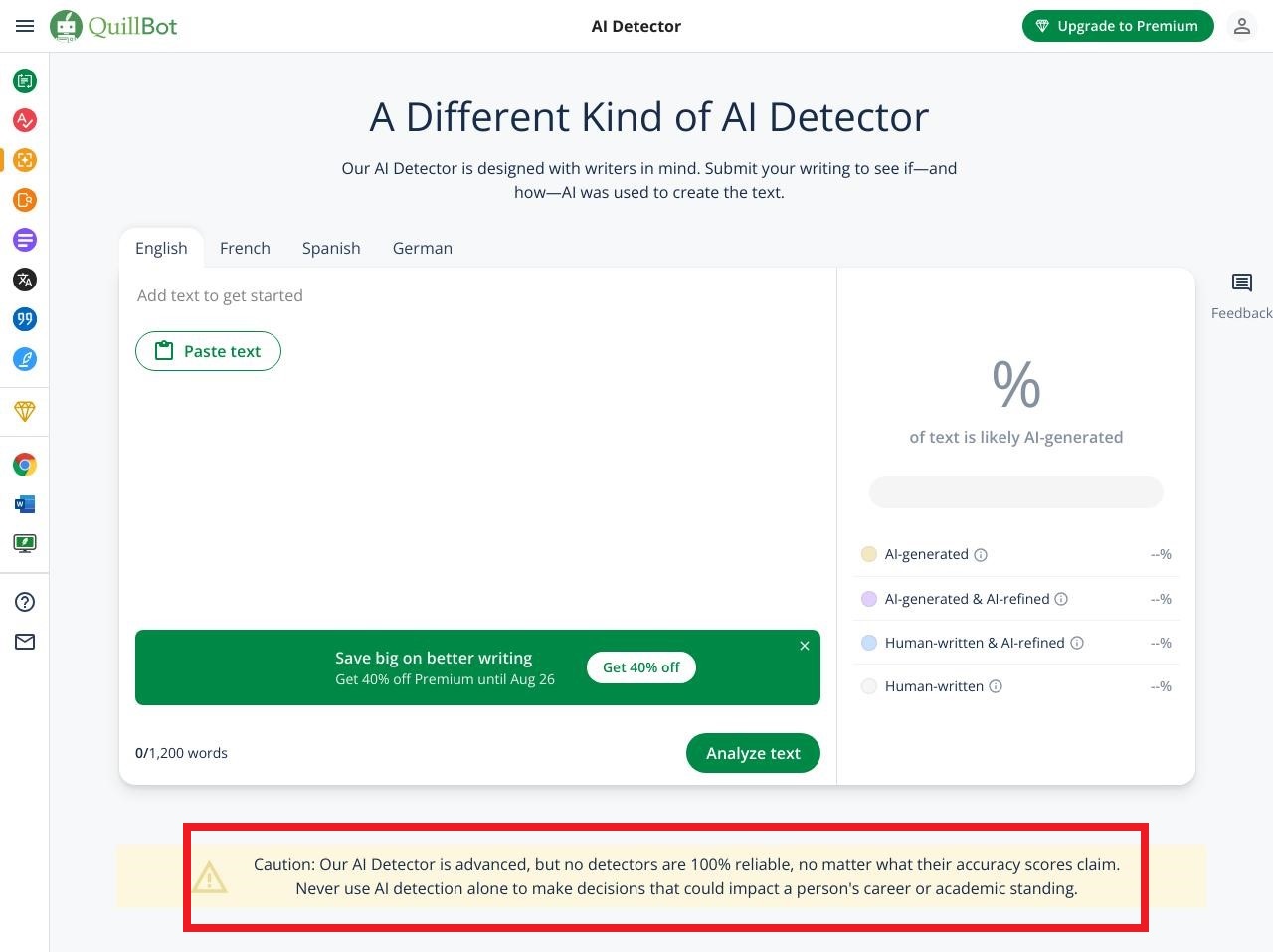 quillbot-ai-content-detector tool