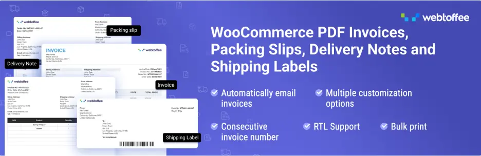 WooCommerce PDF Invoices, Packing Slips and Credit Notes